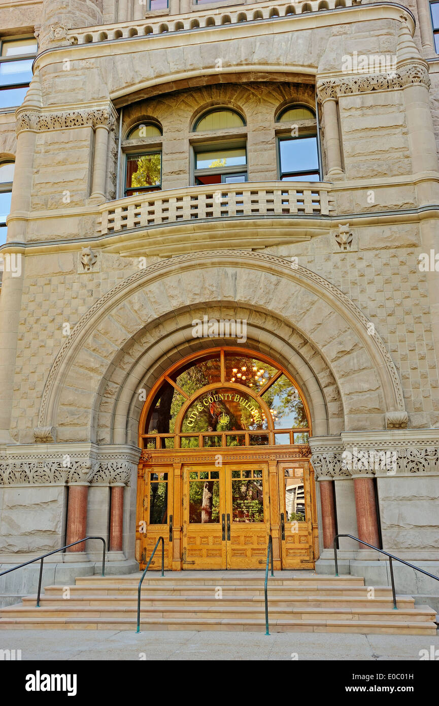 Eingang der Stadt und County Building, Salt Lake City, Utah, USA Stockfoto