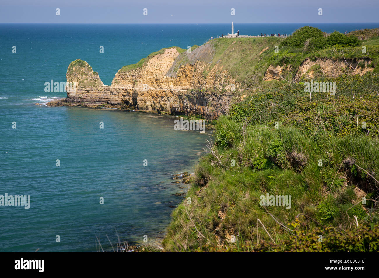 Normandie Küste bei Pointe du Hoc - mit uns Rangers Denkmal, Landeplatz für d-Day, Normandie Frankreich Stockfoto