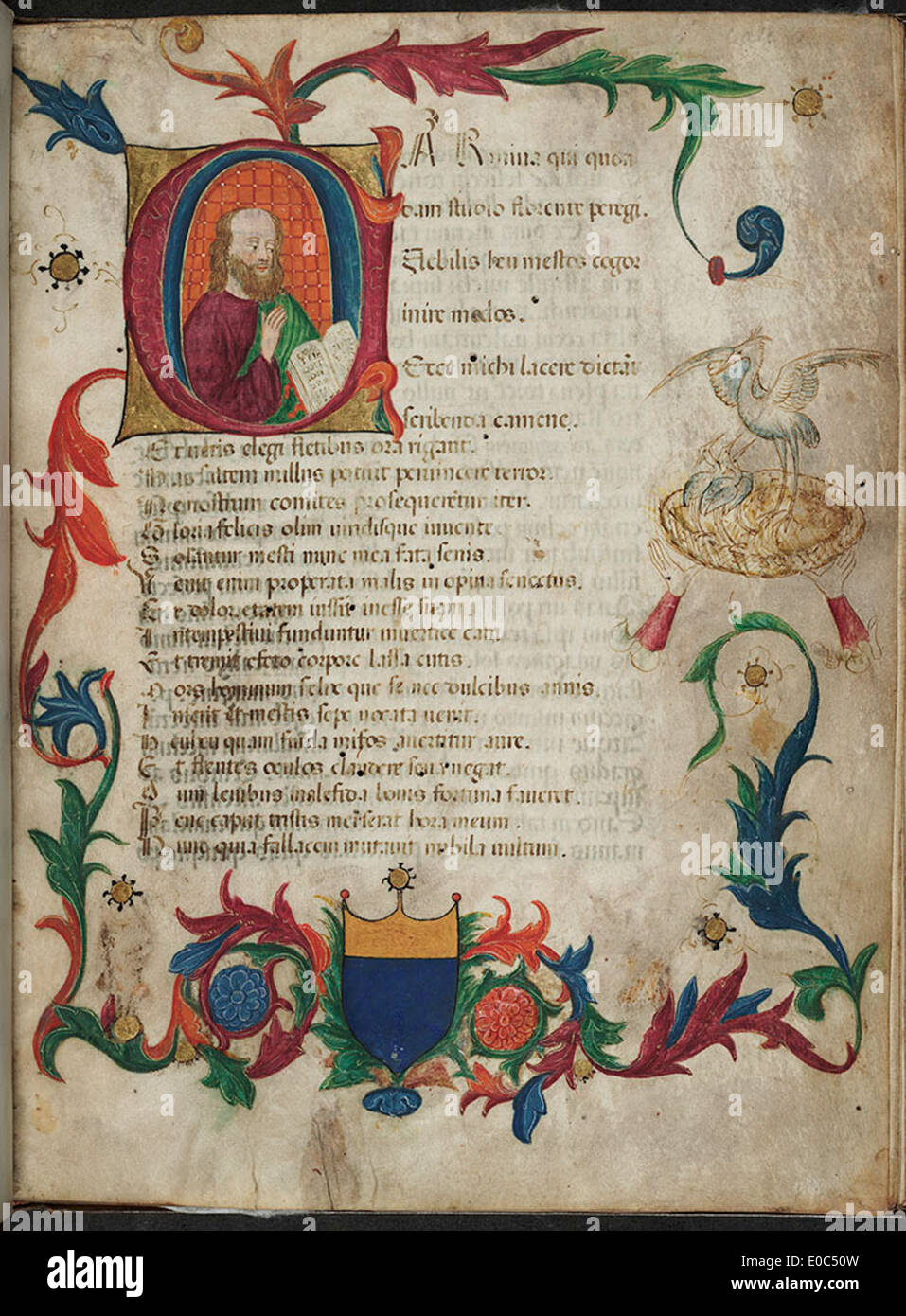 Boethius, De Consolatione Philosophiae, f.1r, (289 x 218 mm), 15. Jahrhundert, Alexander Turnbull Library, MSR-19. Stockfoto