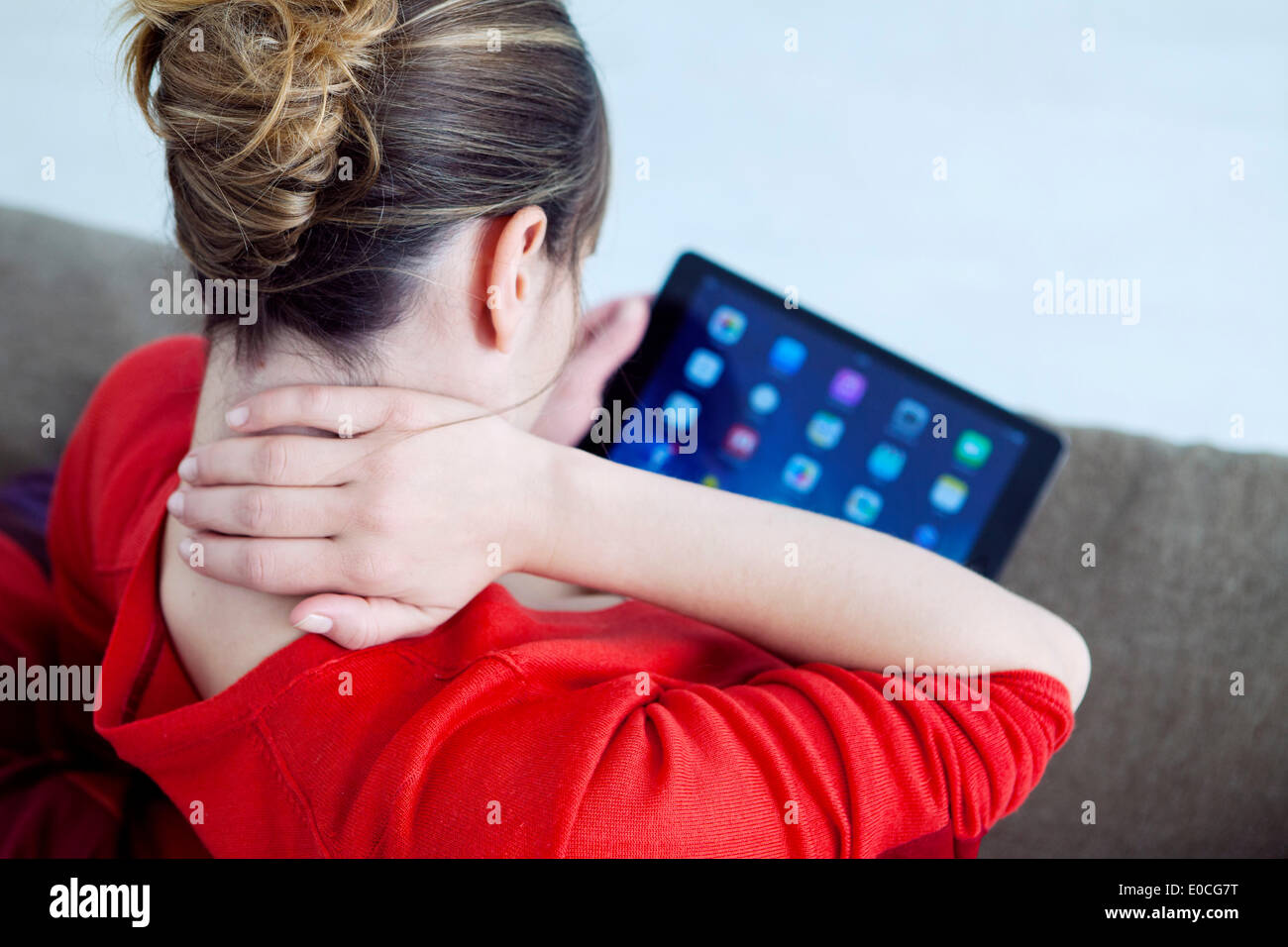 Zervikalgie in eine Frau Stockfoto