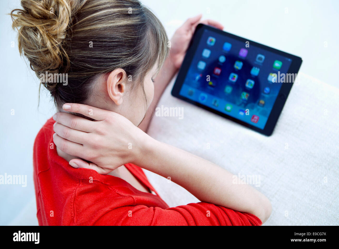 Zervikalgie in eine Frau Stockfoto