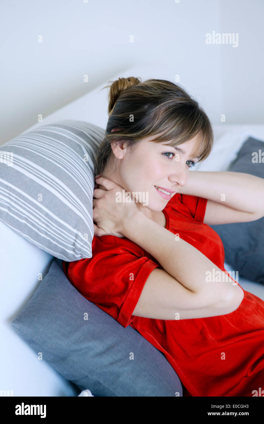 Zervikalgie in eine Frau Stockfoto