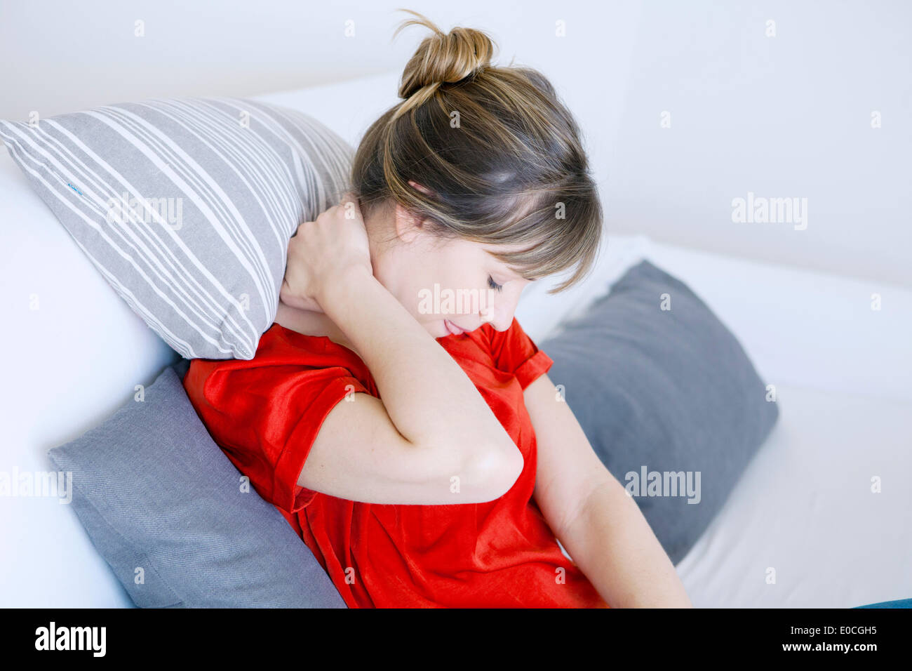 Zervikalgie in eine Frau Stockfoto