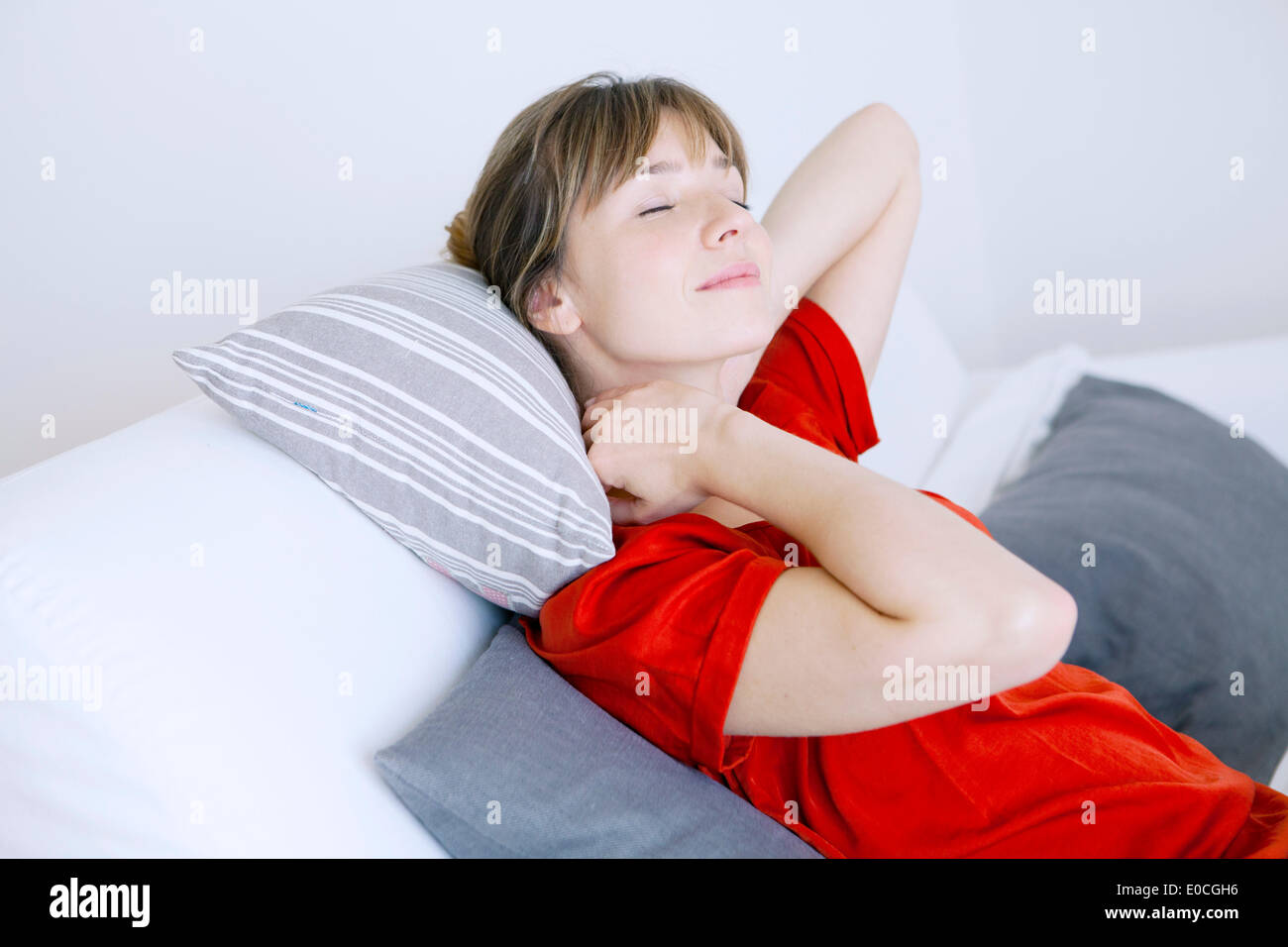 Zervikalgie in eine Frau Stockfoto