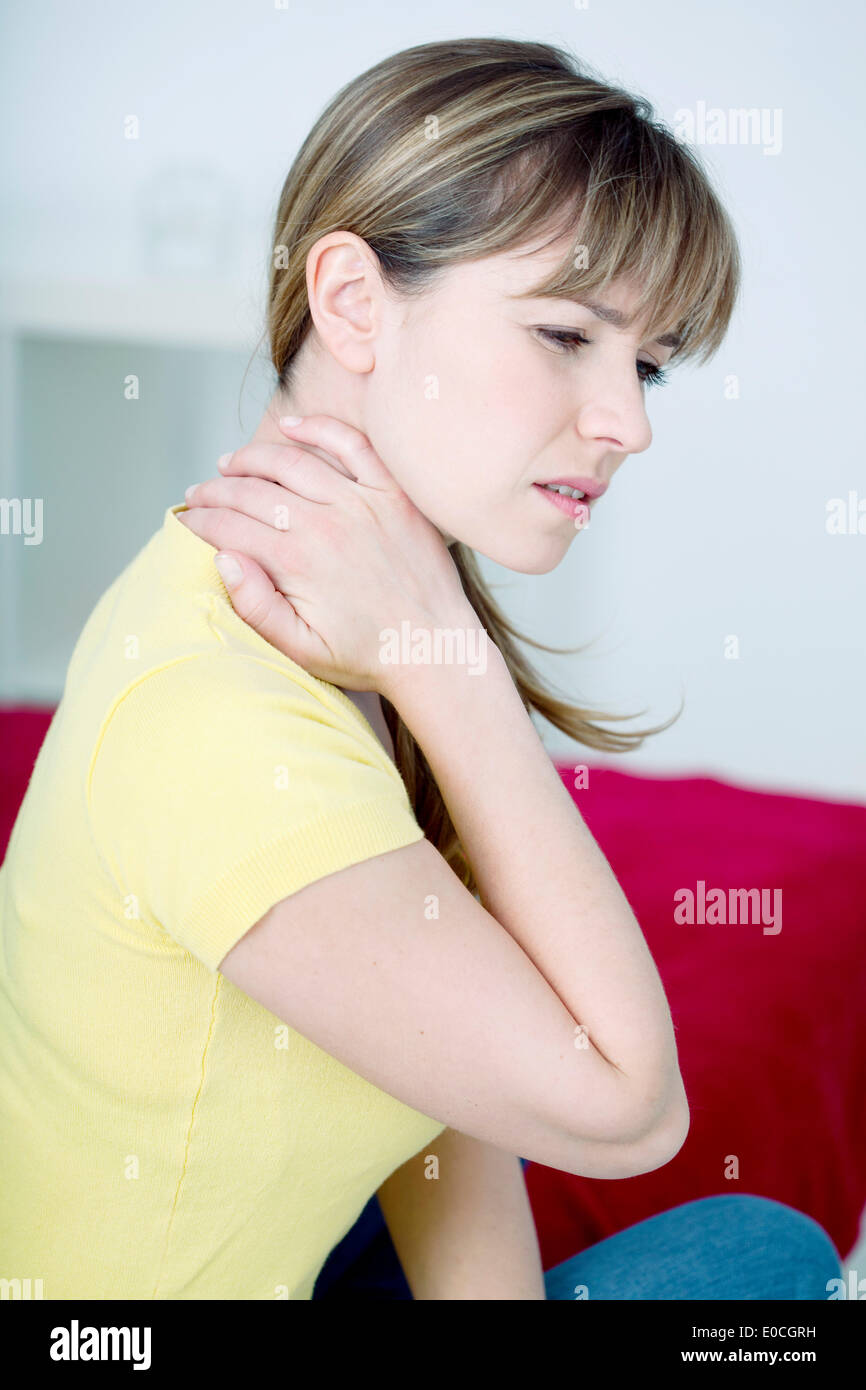 Zervikalgie in eine Frau Stockfoto