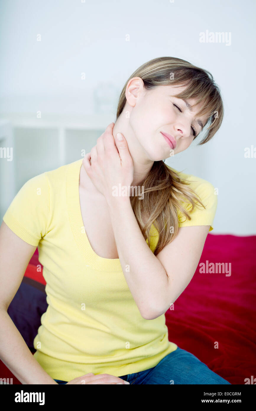 Zervikalgie in eine Frau Stockfoto