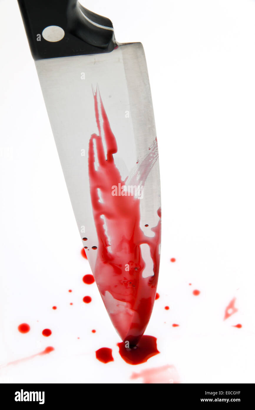 Ein Messer mit Blut Stockfoto