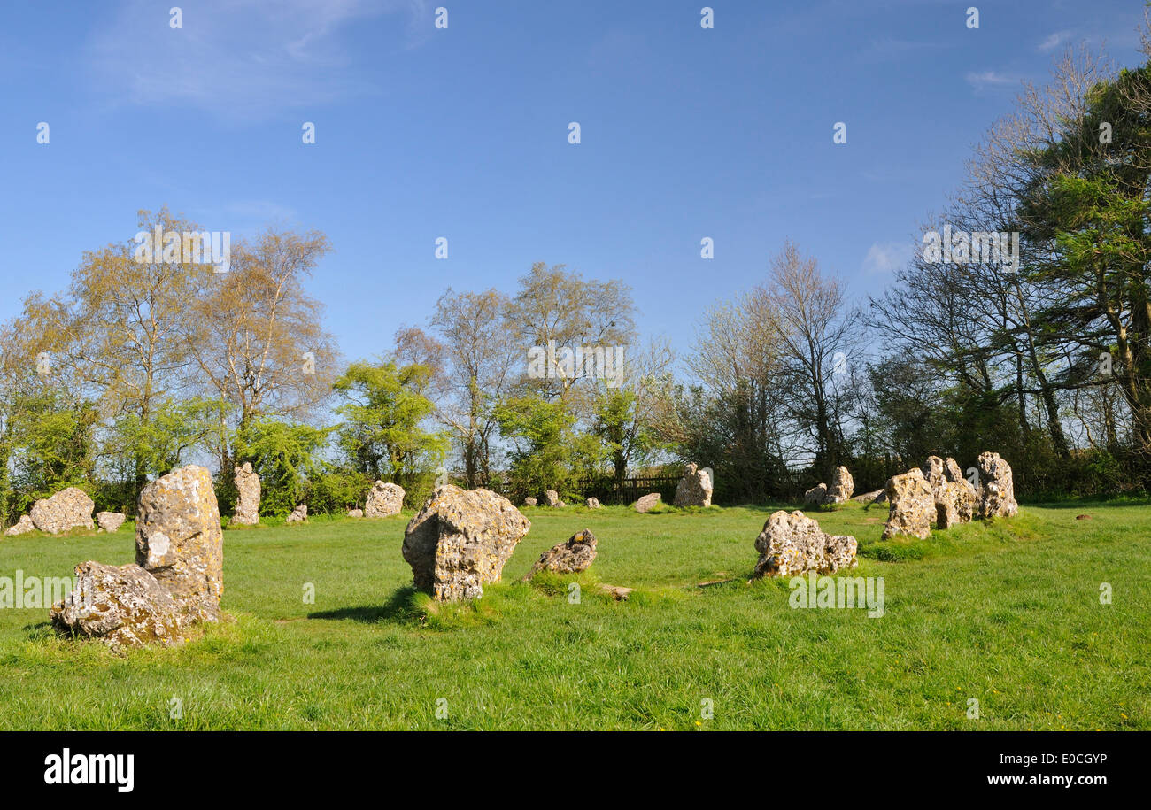 Die Könige Männer neolithische Steinkreis, Rollright Stones Stockfoto
