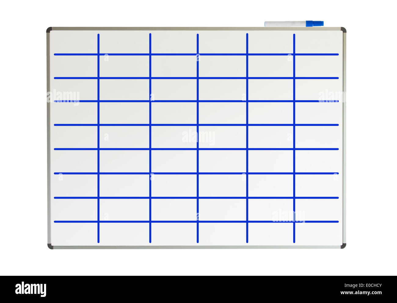 Whiteboard mit Linien auf es isoliert auf weiss Stockfotografie - Alamy