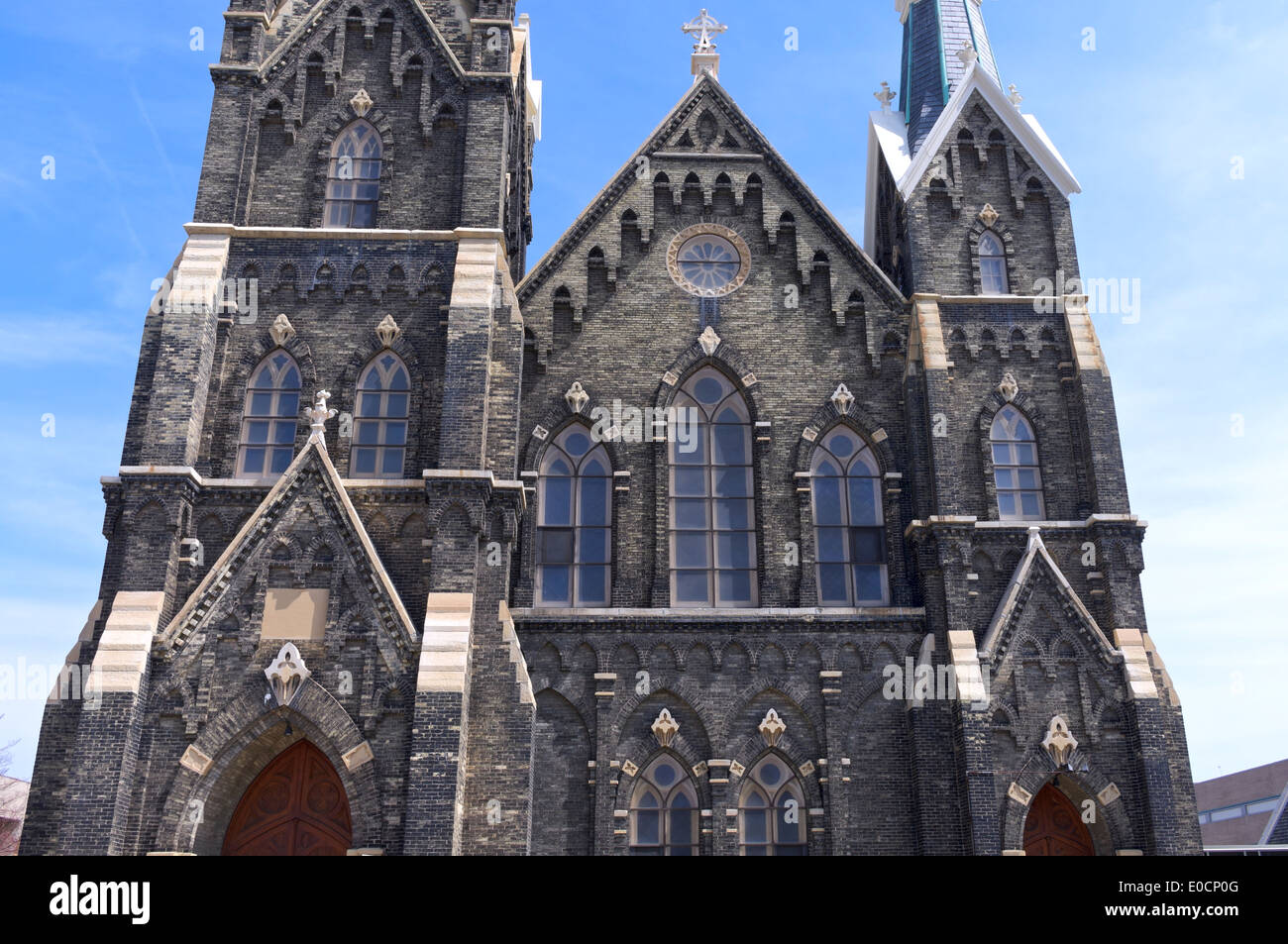 Historische Kirche der neugotischen Architektur in Milwaukee Wisconsin Stockfoto