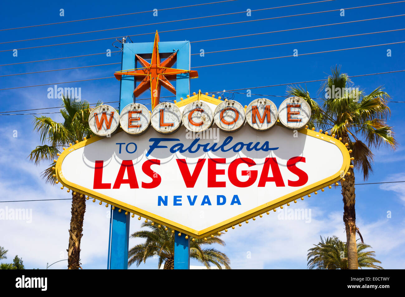die Ansicht von Welcome to Fabulous Las Vegas Zeichen Stockfoto