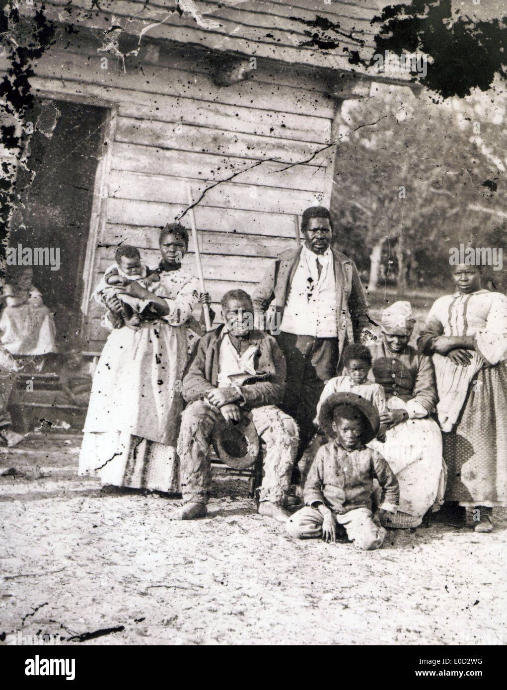 Sklaverei fünf Generationen einer Familie auf Smiths Plantage, Beaufort, South Carolina im Jahre 1862 - siehe Beschreibung unten Stockfoto