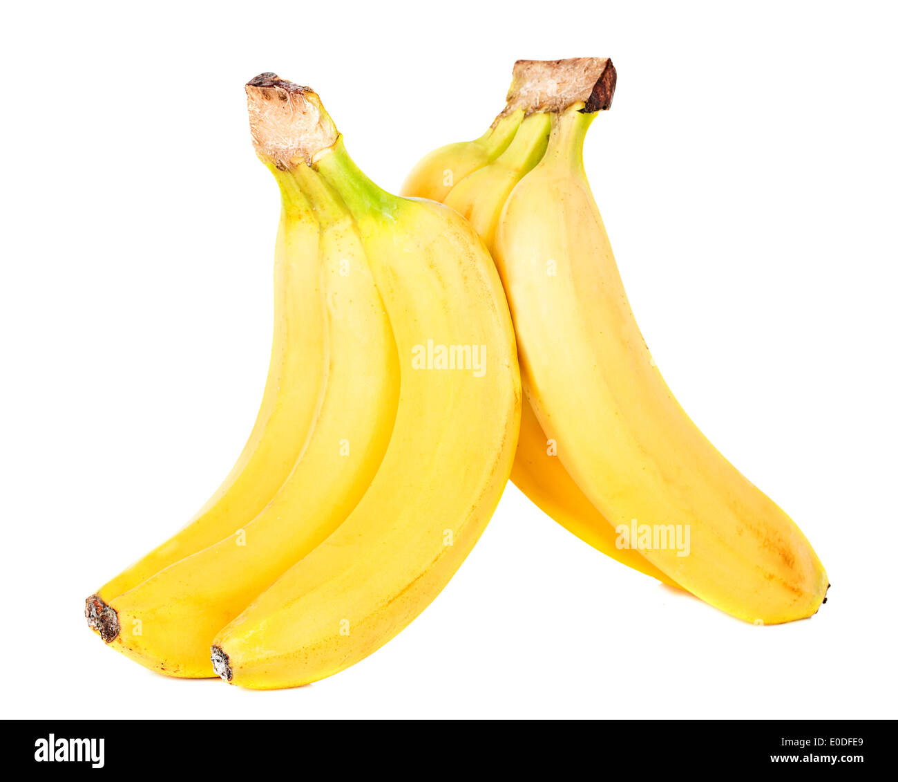 Bündel Bananen isoliert auf weißem Hintergrund Stockfoto