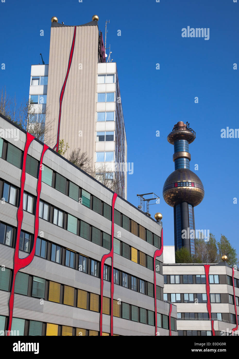 Müllverbrennungsanlage Spittelau, Wien, Österreich - Abfälle verbrennen Werk Spittelau, Wien, Österreich Stockfoto