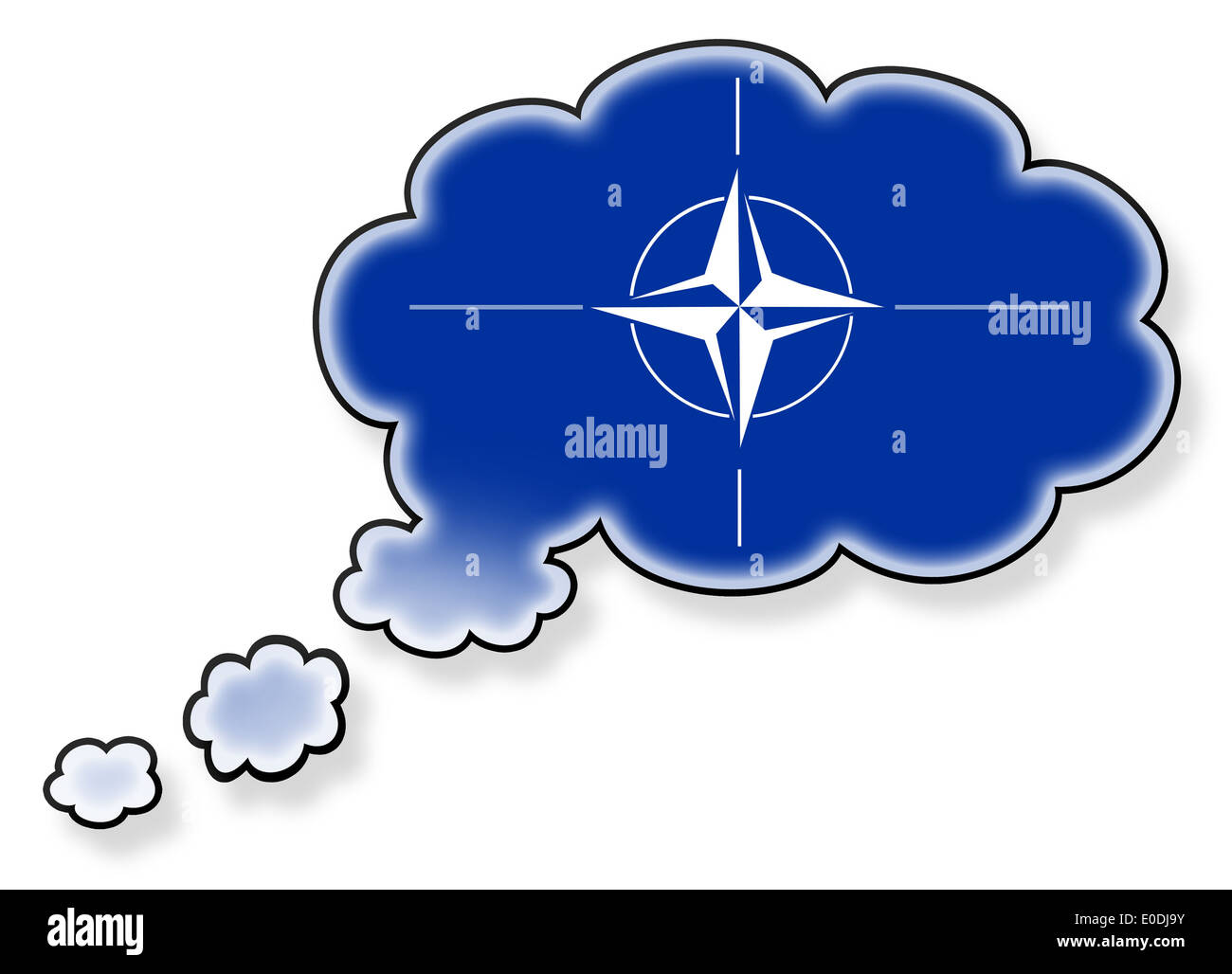 Flagge in der Cloud, isoliert auf weißem Hintergrund, NATO Stockfoto