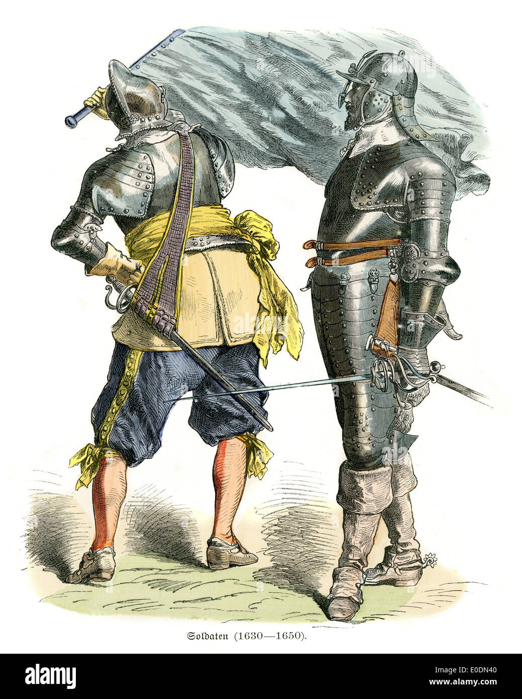 Deutsche Soldaten aus dem 17. Jahrhundert Stockfoto