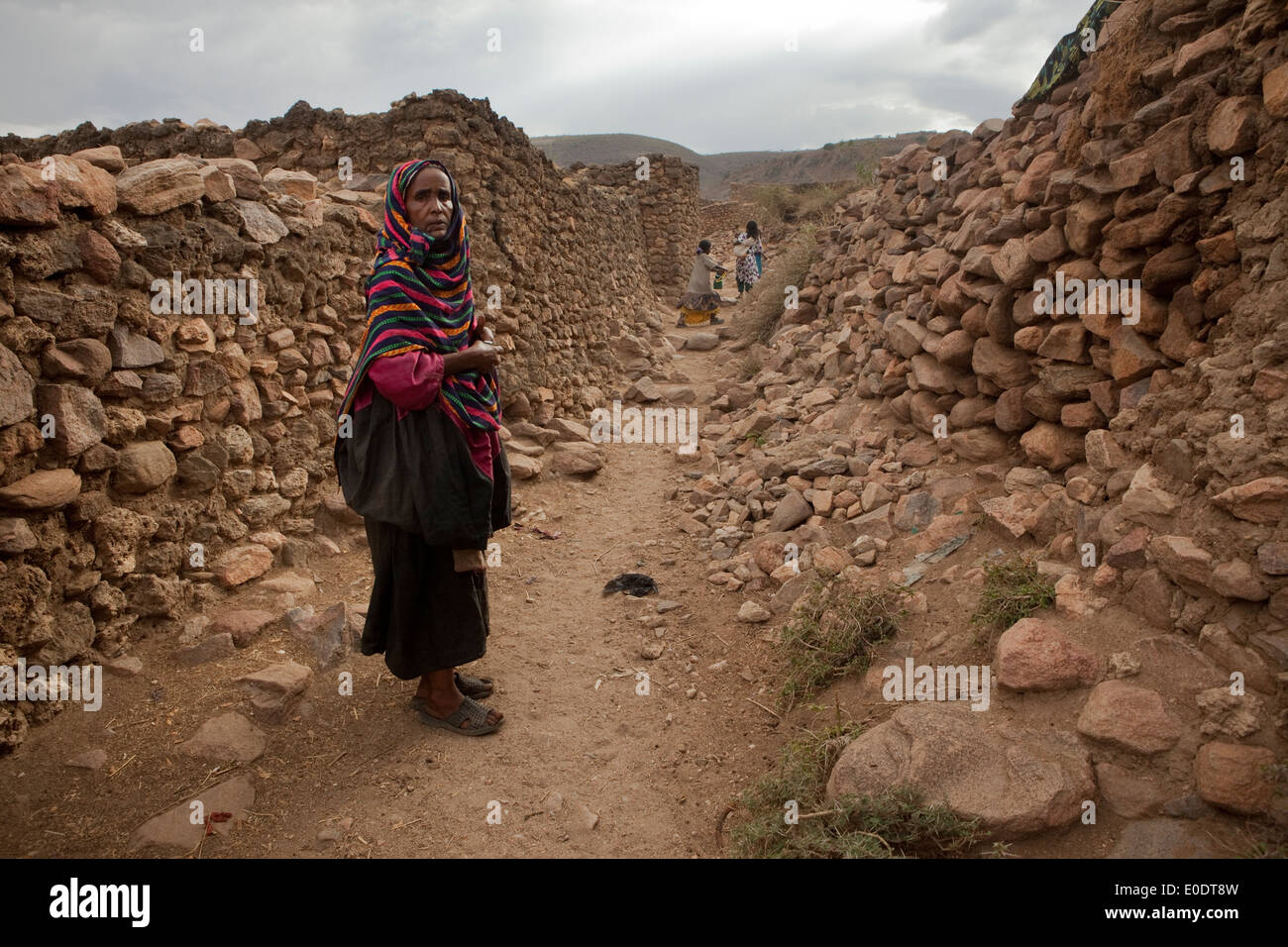 Porträt einer Frau in Koremi Dorf in der Nähe von Harar im äthiopischen Hochland von Afrika. Stockfoto