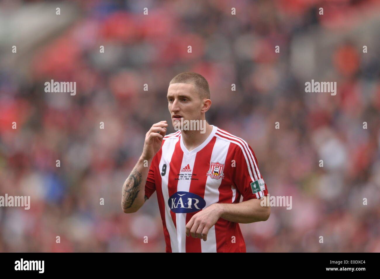 Lee Würze Sholing Town FC Spieler während der FA Vase Finale in Wembley, London, UK. 10. Mai 2014. Sholing Town FC haben ihren Sitz in Hampshire und sind das diesjährige Champions der Wessex Premier League spielen West Auckland Town FC, die mit Sitz in County Durham und Platz 5 in der zweiten ältesten Fußball-Liga der Welt, die Lega Nord kämpfen um die Ehre der Aufhebung der FA Vase in Wembley Credit: Flashspix/Alamy Live News Stockfoto