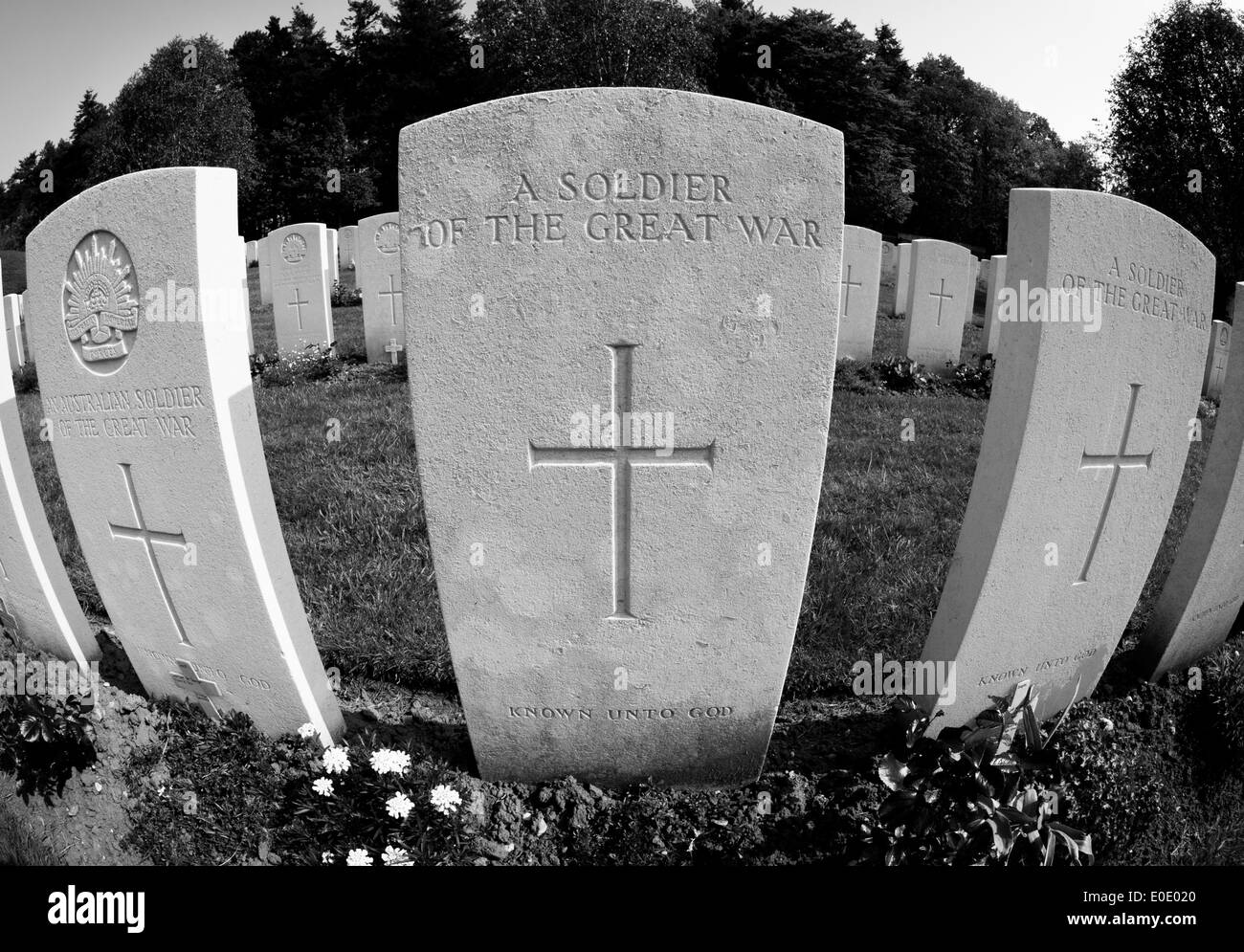 Grabstein eines Soldaten des ersten Weltkriegs Stockfoto