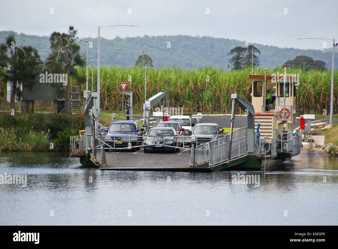 Ferry Cross Clarence River Stockfoto