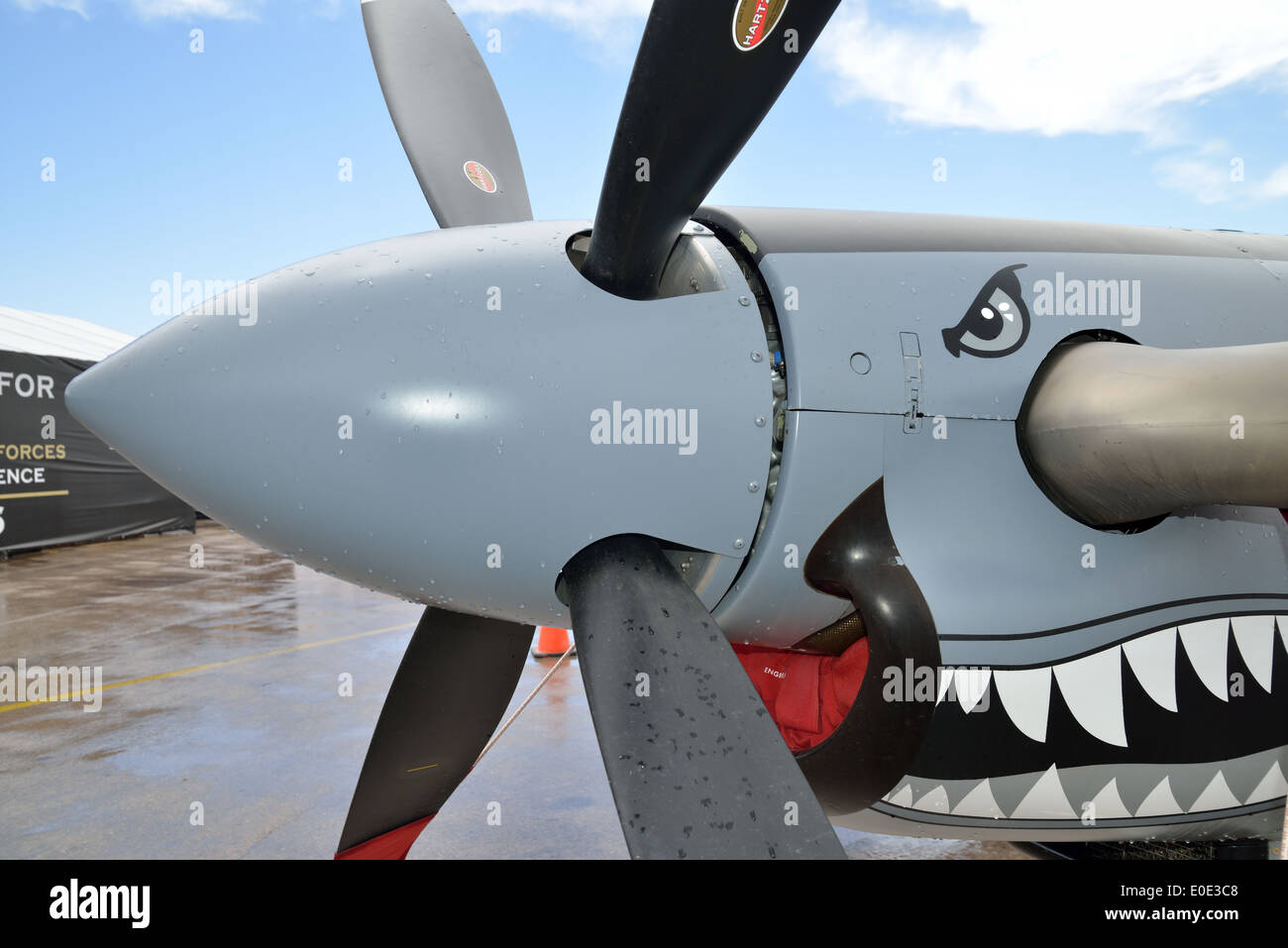 Propeller-Detail der Pilatus PC-9 M Flugzeugen. Stockfoto