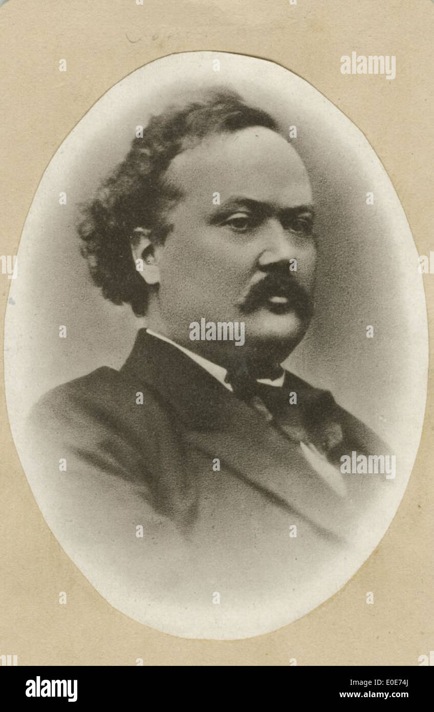 Dieses Schwarzweiß-Porträt aus den 1800er Jahren zeigt Johan August Sörderman, einen Künstler und Musiker. Sein Bild fängt die Mode und den Stil des 19. Jahrhunderts ein, mit Liebe zum Detail in den Gesichtszügen und der Kleidung. Stockfoto