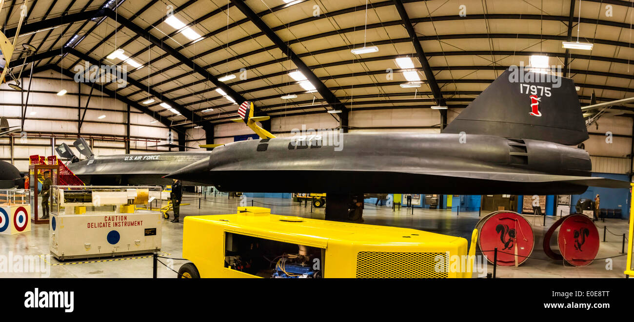 Ein Panorama-Foto von der SR-71-Backbird am The März Field Air Museum in Riverside, Kalifornien Stockfoto