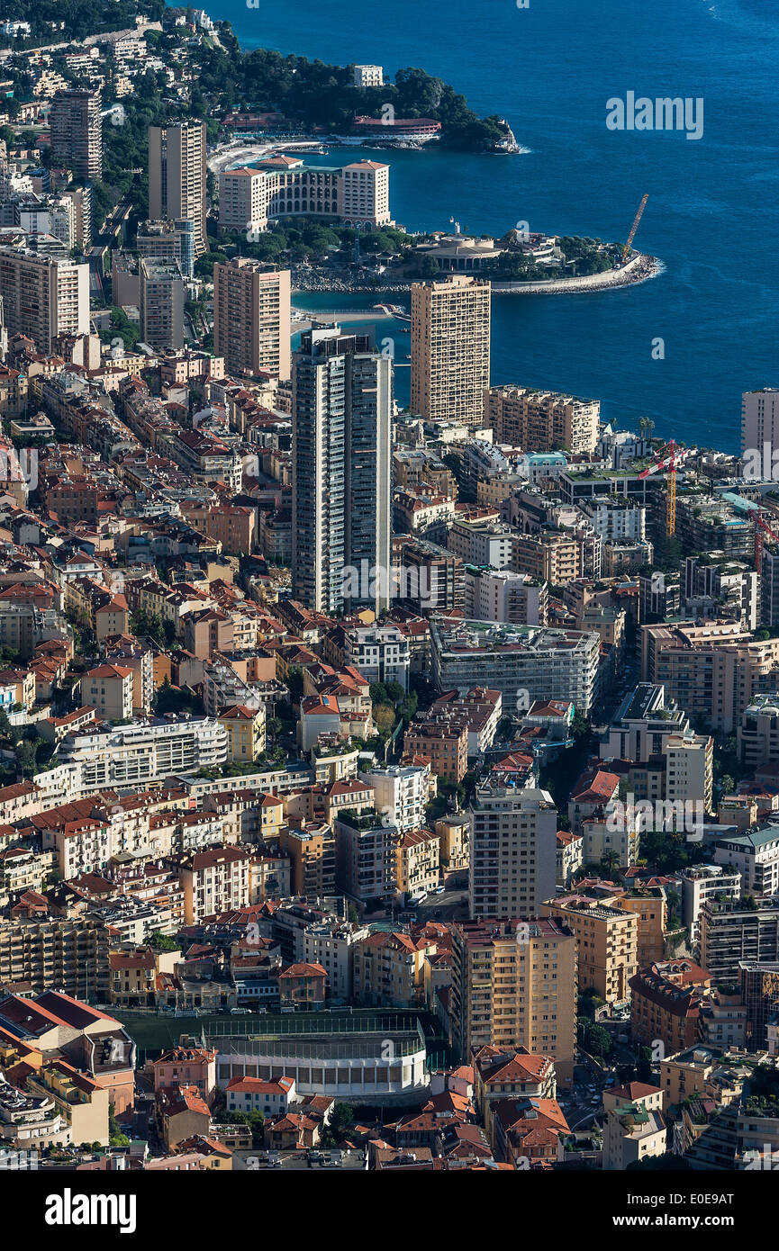 Luftaufnahme der Innenstadt von Monte Carlo, Monaco Stockfoto