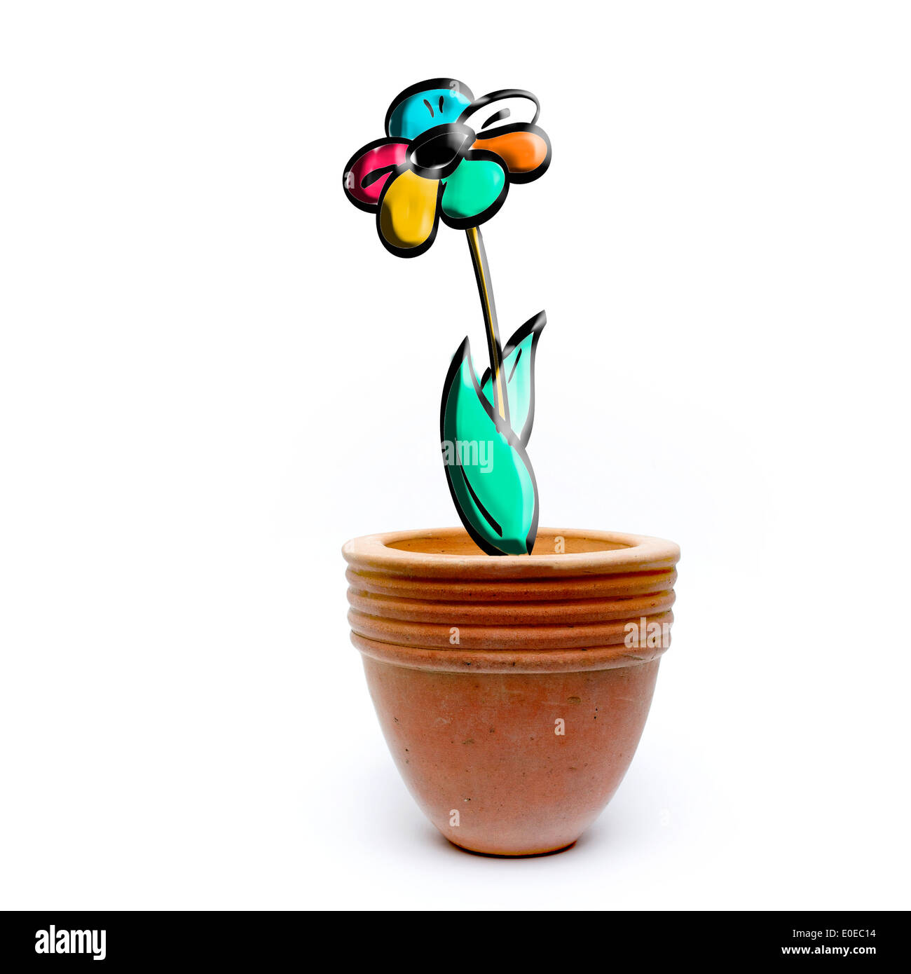 Blume in einem Übertopf, Konzept Stockfoto