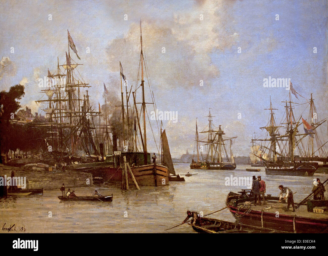 Ein Blick auf den Hafen Rotterdam 1856 Johann Barthold Jongkind 1819-1891 Niederlande Niederlande Stockfoto