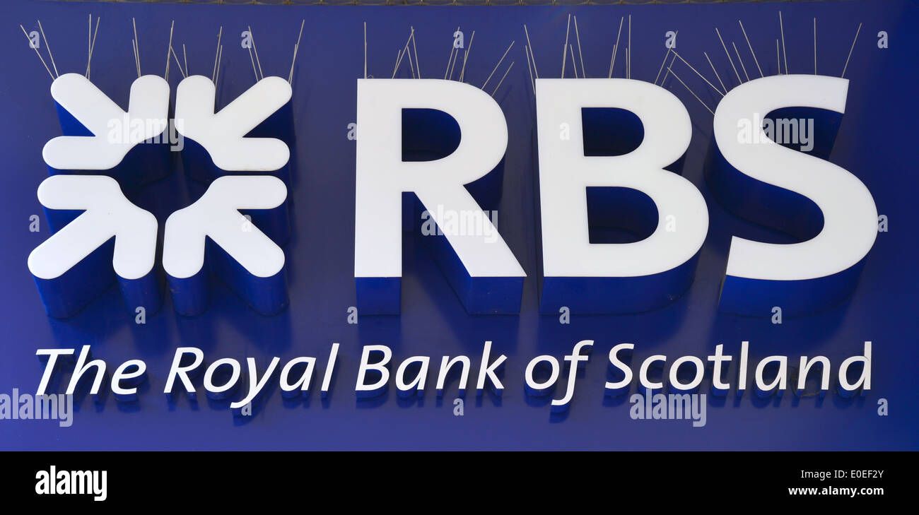 Royal Bank of Scotland Logo, Abington Street, Northampton, Northamptonshire, England, Vereinigtes Königreich Stockfoto