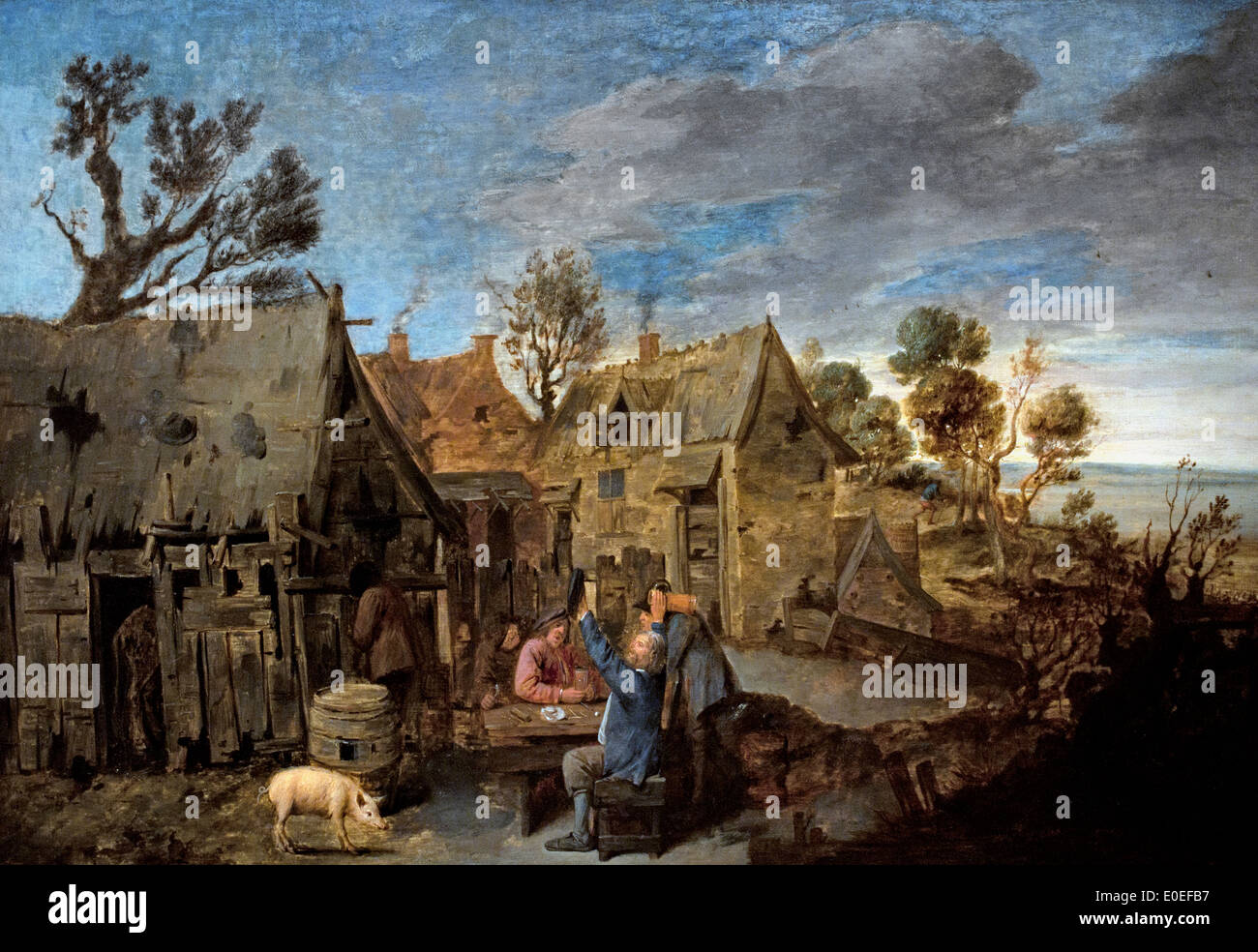 Dorf-Szene mit Männer trinken 1631-35 Adriaen Brouwer 1605-1638 Niederländisch Niederlande Flämisch Stockfoto