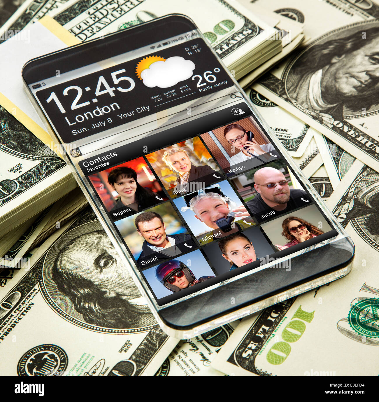 transparente futuristische klar Mobile Smartphone Stockfoto