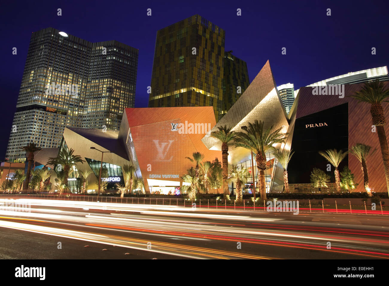 Streifen Lichter und City Center, Las Vegas, Nevada, USA Stockfoto