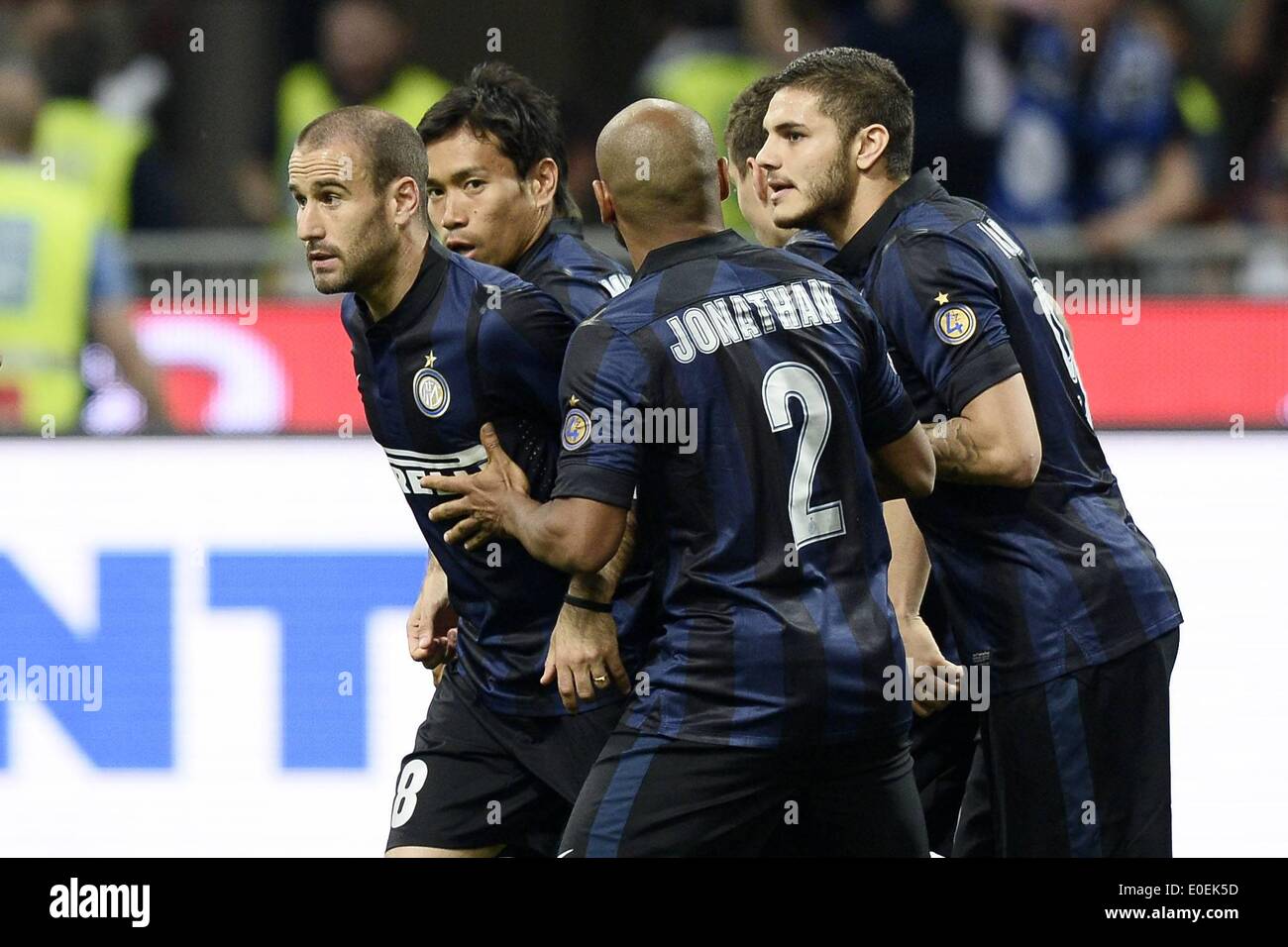 Mailand, Italien. 10. Mai 2014. Serie A Fußball. Inter Mailand gegen Lazio  Rom. Letztes Spiel der Saison 2013 / 14. Torjubel von Rodrigo Palacio  Credit: Action Plus Sport/Alamy Live News Stockfotografie - Alamy