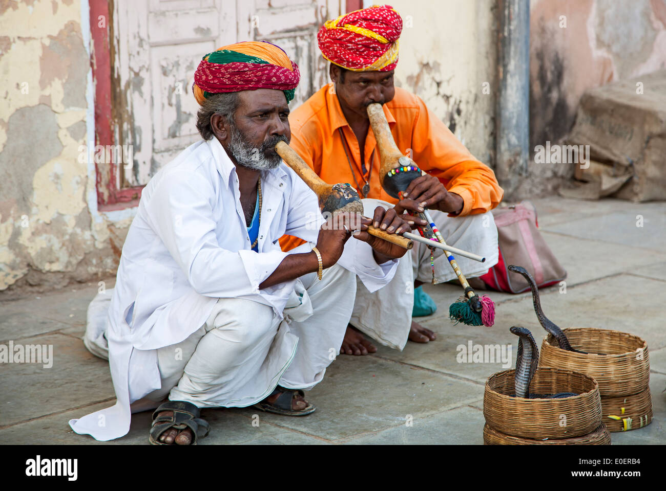 Schlangenbeschwörer, Jaipur, Rajasthan, Indien Stockfoto