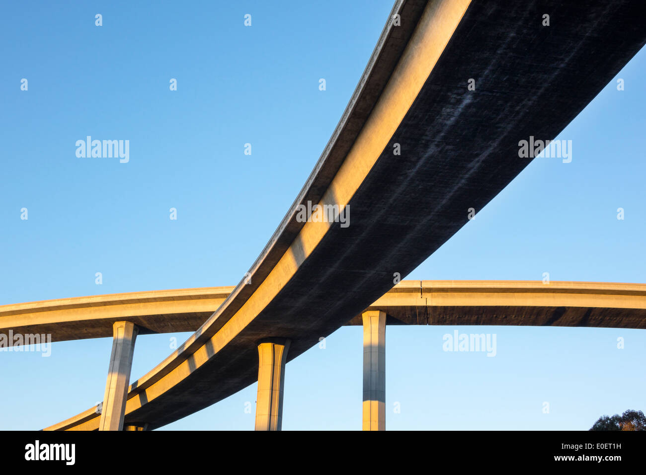 Los Angeles California, Interstate 110 105, I-110 I-105, Harbor Freeway, Autobahn, Überführung, Autobahn, Autobahn, Kreuzung, Kreuzung, erhöhte Straße, Kurve, sup Stockfoto