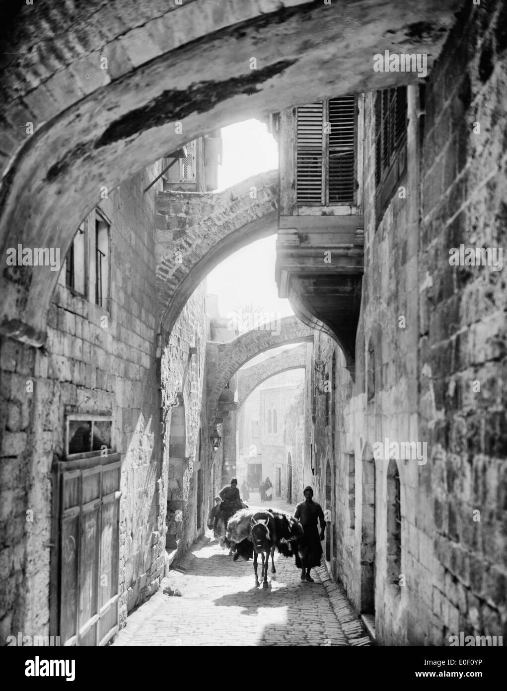 Via Dolorosa in Jerusalem, Heilige Land, um 1910 Stockfoto