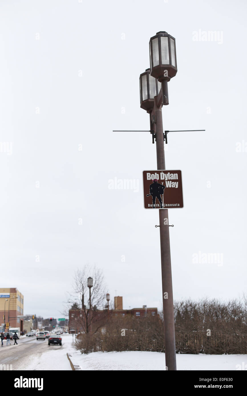 Eine Straße Zeichen für Bob Dylan Weg in Duluth, Minnesota. Stockfoto