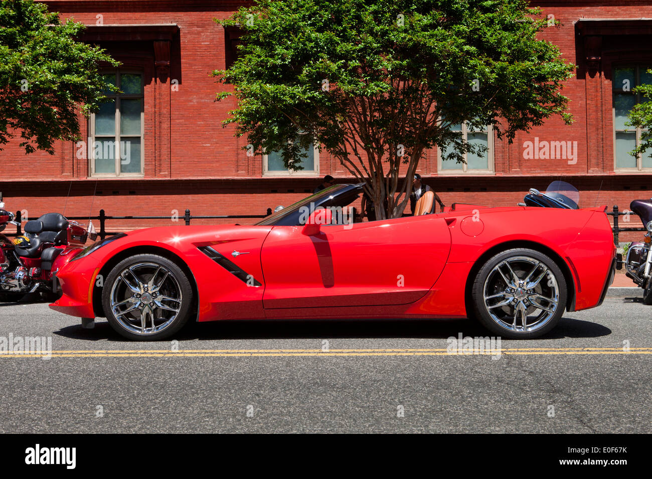 2014 Chevy Corvette Cabrio Höhenplan - USA Stockfoto