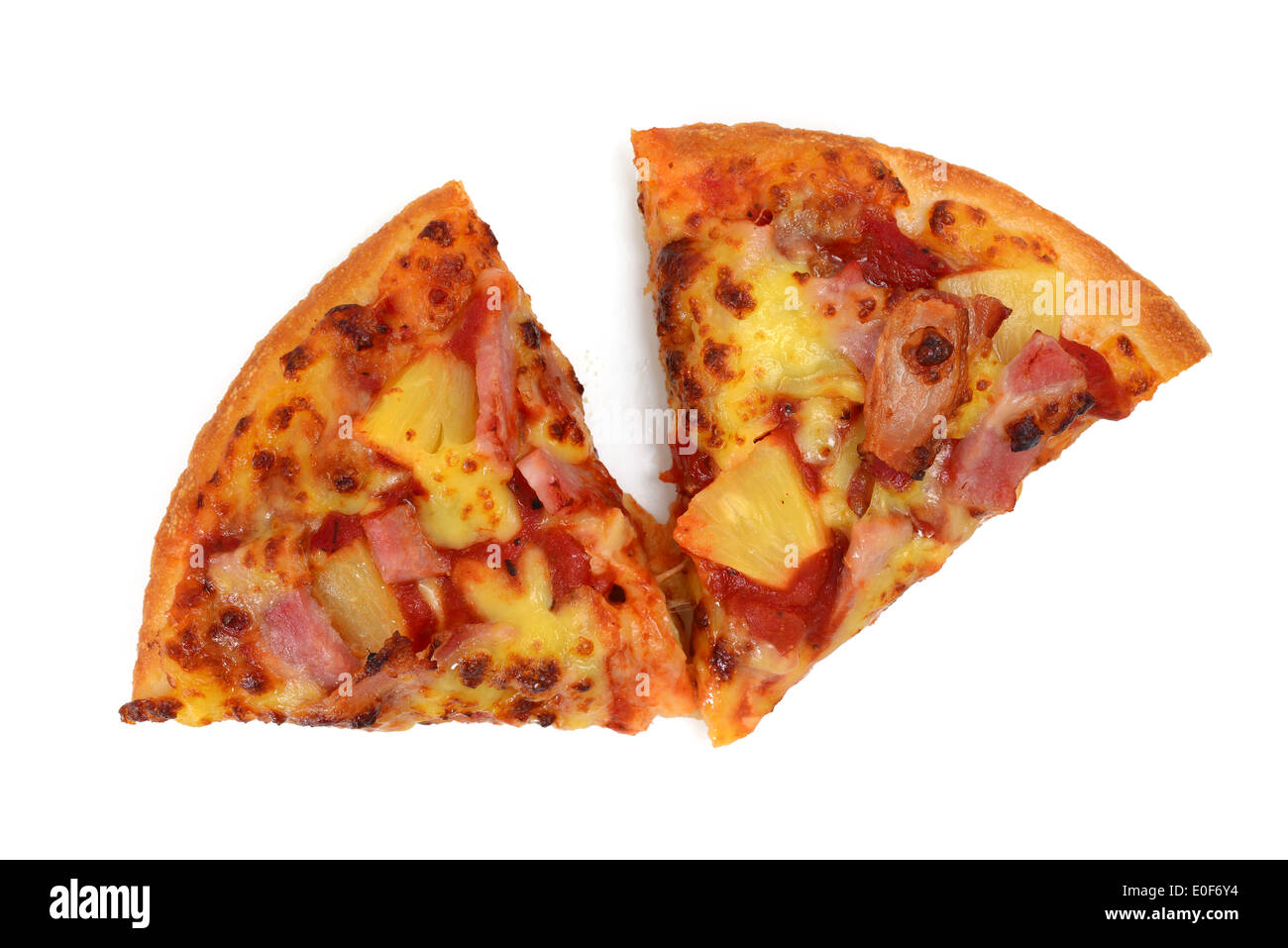 Hawaiian Pizza isoliert Stockfoto