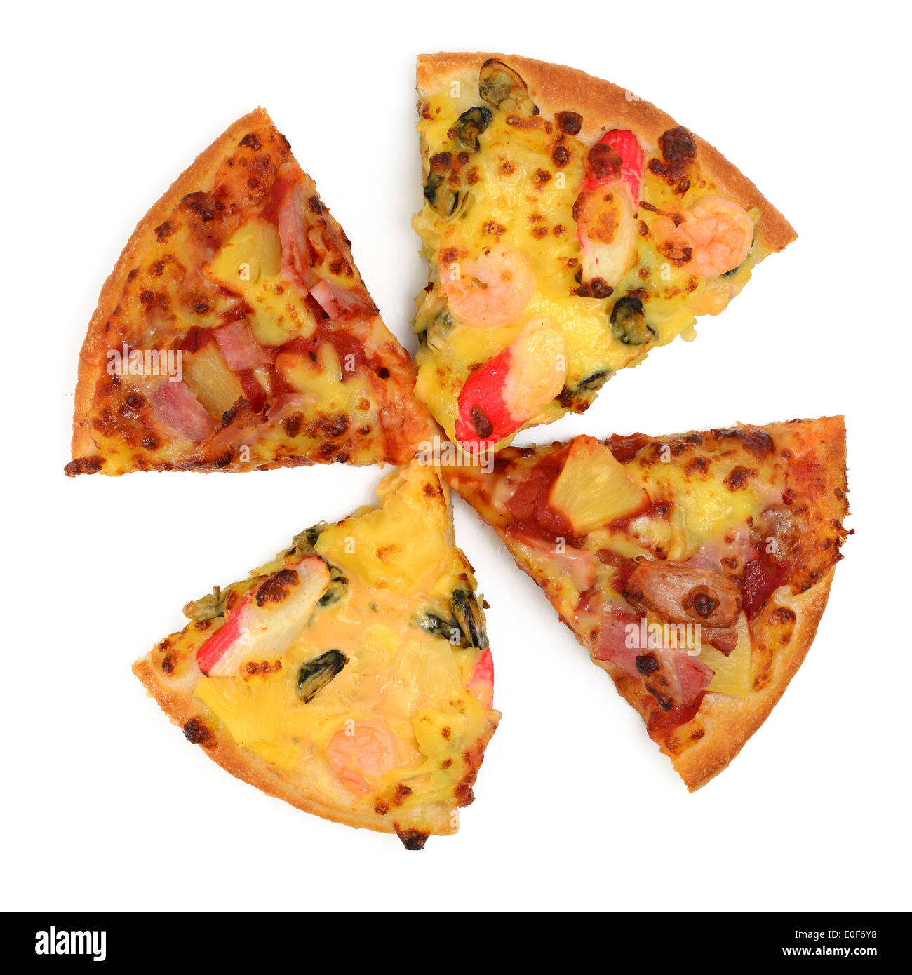 Hawaii und Meeresfrüchte Pizza Stockfoto