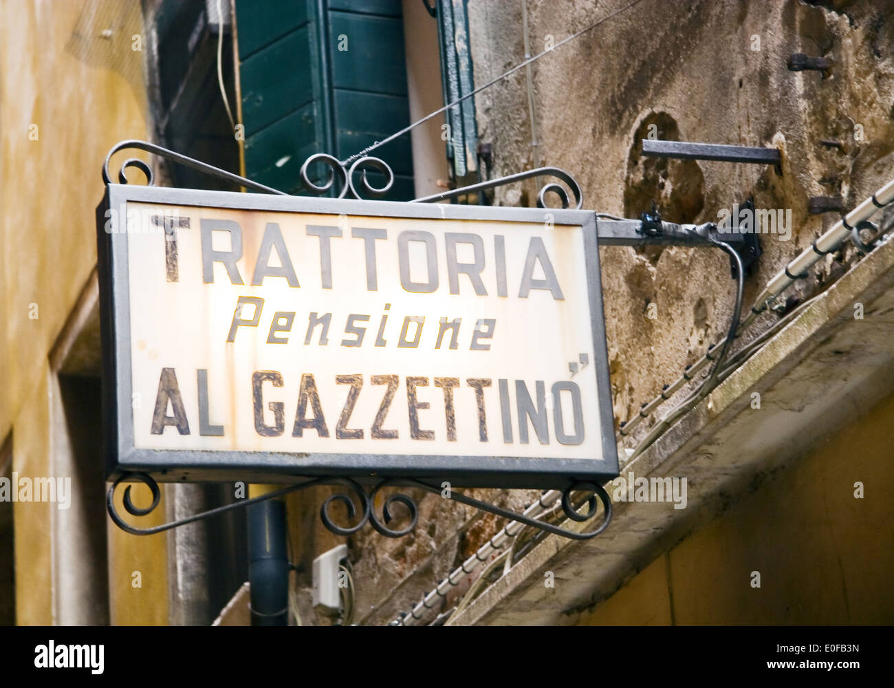 Trattoria Zeichen, Venedig Stockfoto