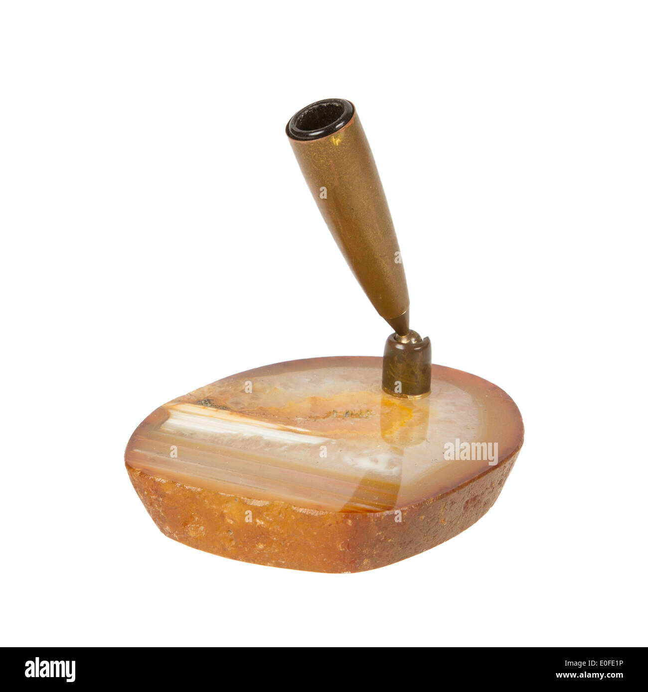 Marmor-Stifthalter, isoliert auf weißem Hintergrund Stockfoto