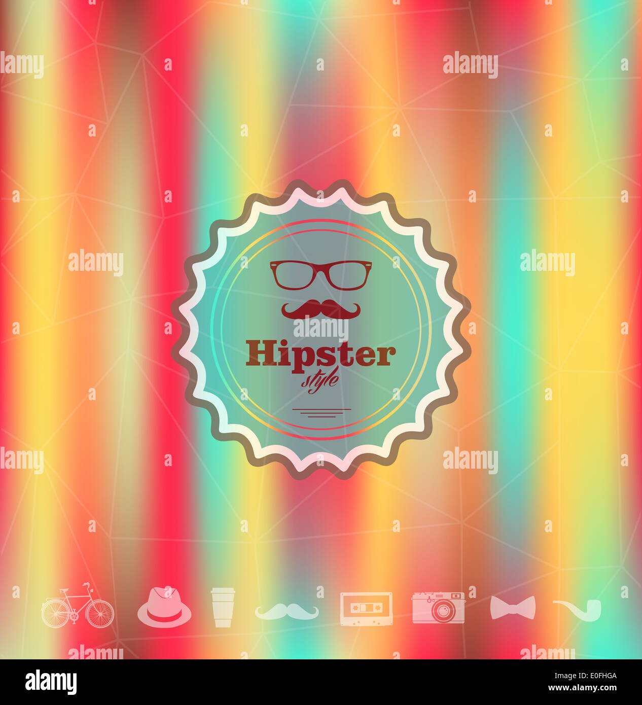Bunte Hipster-Stil-Karte mit verschwommenen Effekt Hintergrund. Retro-Label-Design. EPS10 Vektor-Datei mit Transparenz Schichten. Stockfoto