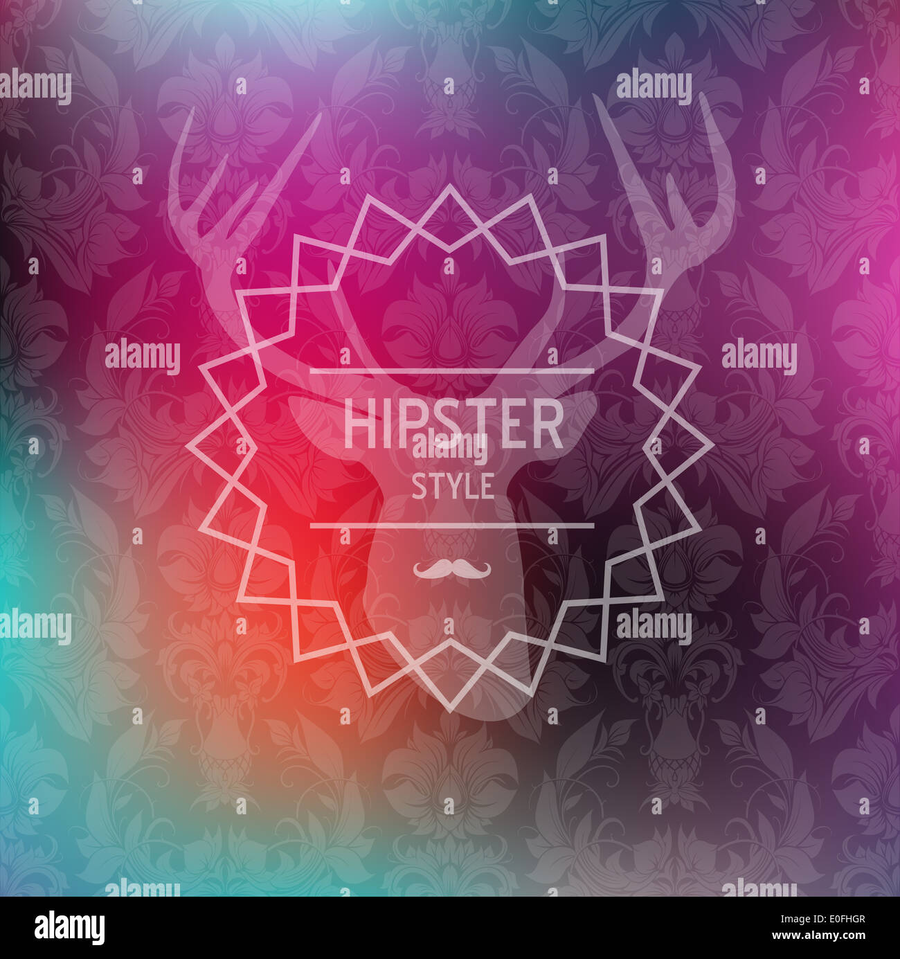 Bunte Hipster-Stil-Karte mit verschwommenen Effekt Hintergrund. Retro-Label-Design. EPS10 Vektor-Datei mit Transparenz Schichten. Stockfoto