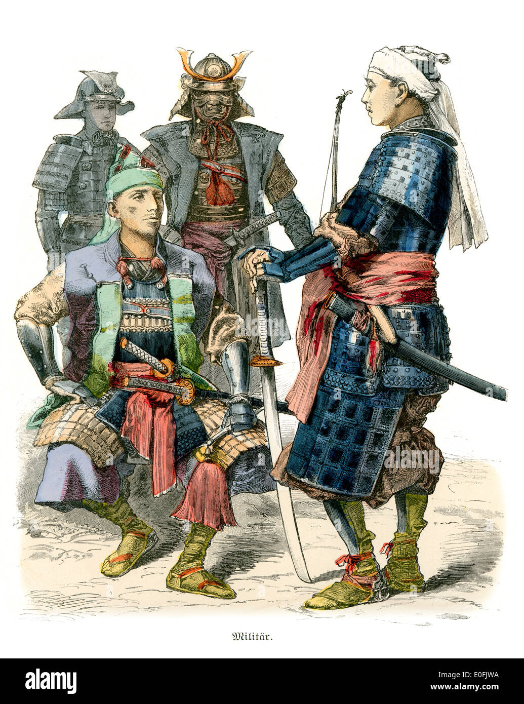 Trachten von Japan, 19. Jahrhundert. Samurai Stockfoto