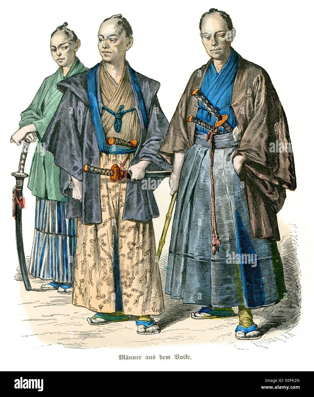 Trachten von Japan, 19. Jahrhundert. Samurai Stockfoto