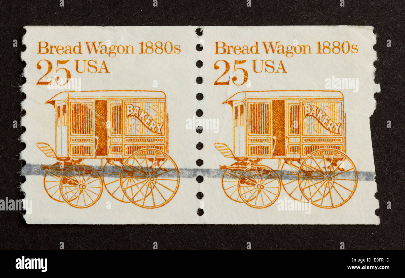 USA - ca. 1975: Briefmarken gedruckt in den USA zeigt eine Brot wagon (1880er Jahre), ca. 1975 Stockfoto