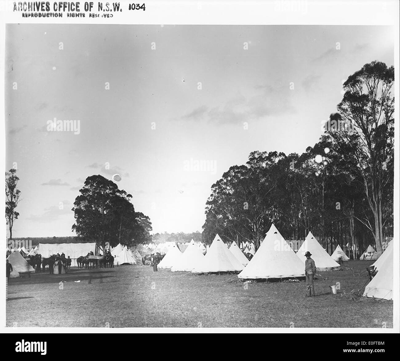 Geglaubt, um NSW Freiwilligen Ostern Feldlager im Windsor April 1884 - Zelte Stockfoto